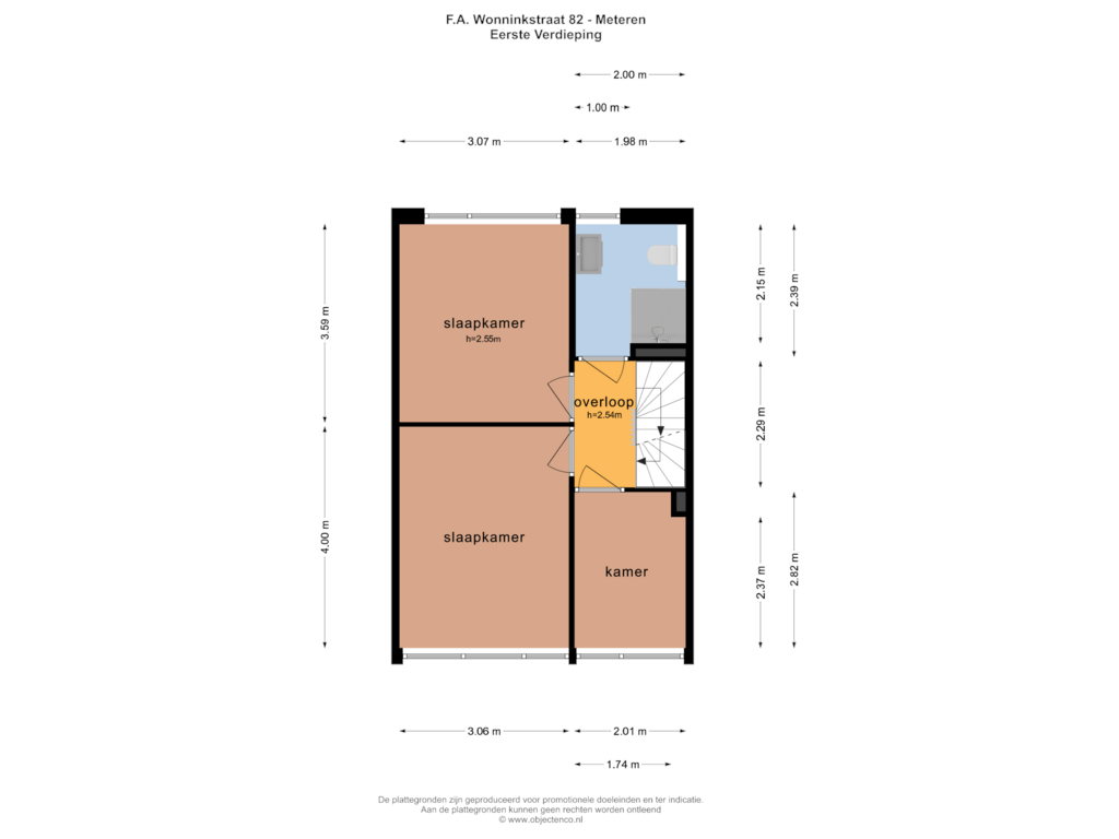 Bekijk plattegrond van EERSTE VERDIEPING van F.A. Wonninkstraat 82