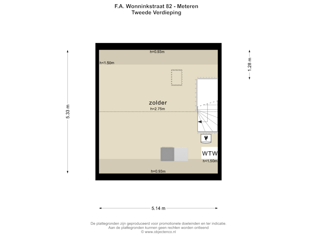 Bekijk plattegrond van TWEEDE VERDIEPING van F.A. Wonninkstraat 82