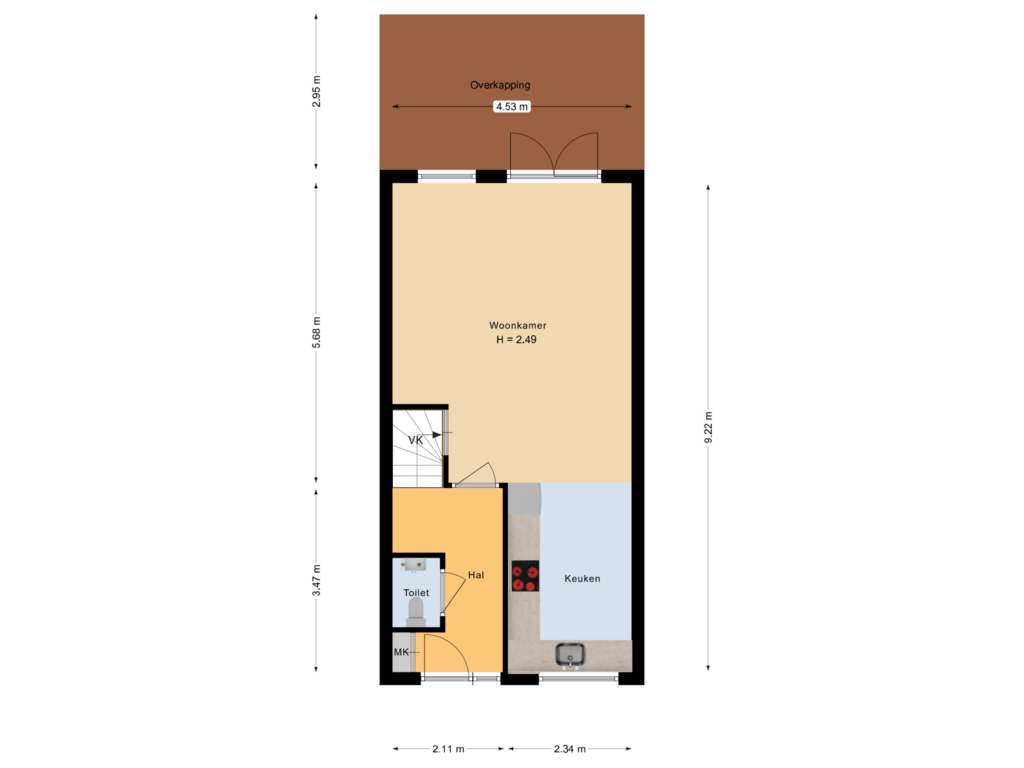 Bekijk plattegrond van begane grond van Koningstraat 112