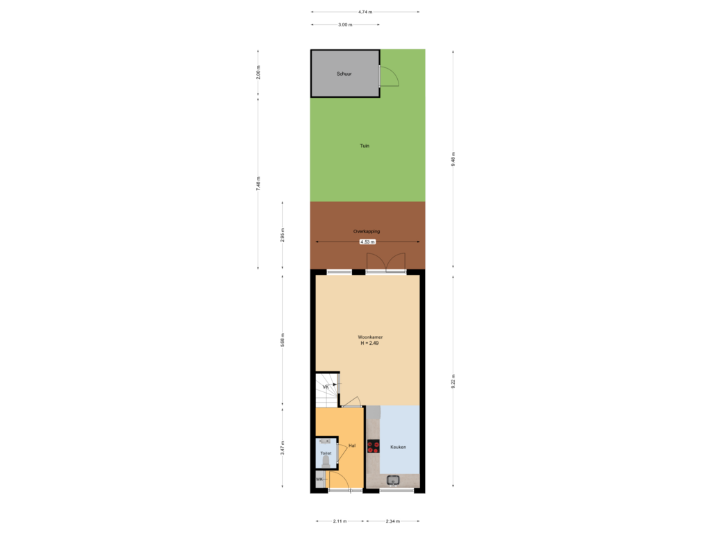 Bekijk plattegrond van perceel van Koningstraat 112