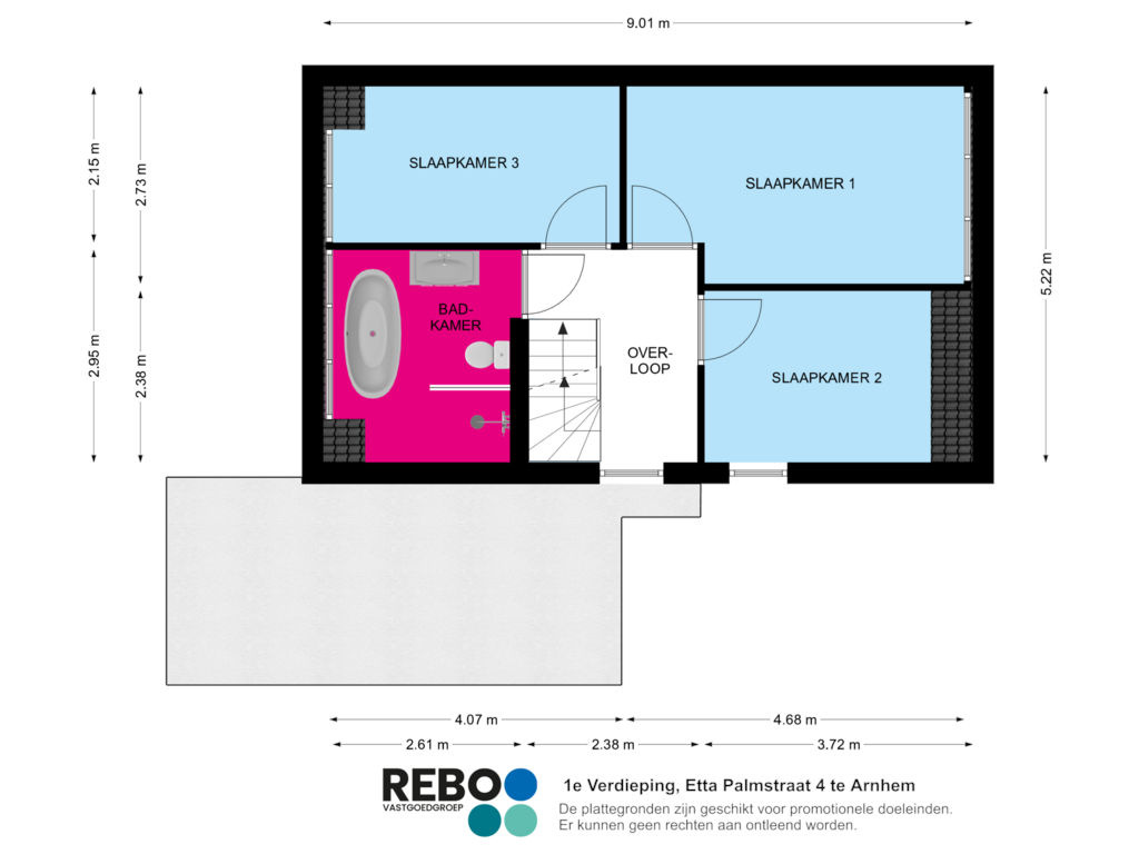 View floorplan of 1e Verdieping of Etta Palmstraat 4