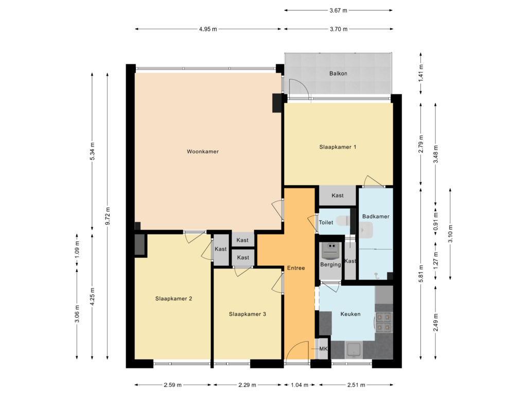 Bekijk plattegrond van Appartement van Overwinningsplein 95