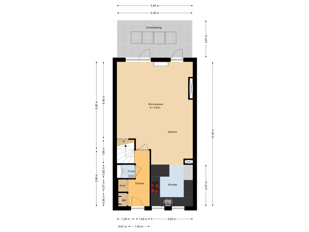 Bekijk plattegrond van Begane grond van Tiarastraat 12