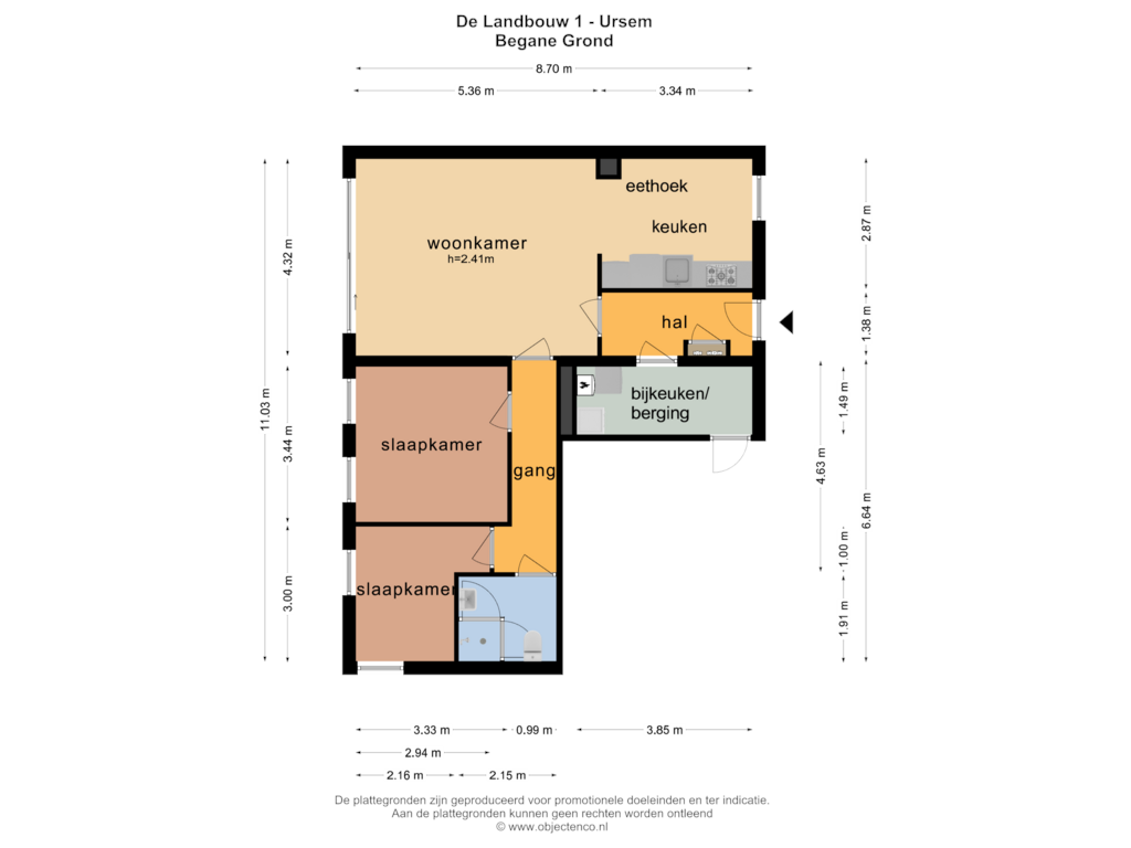 Bekijk plattegrond van BEGANE GROND van De Landbouw 1