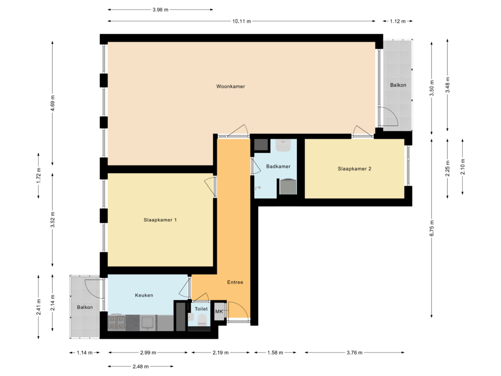 View floorplan of Appartement of Van Nijenrodeweg 843