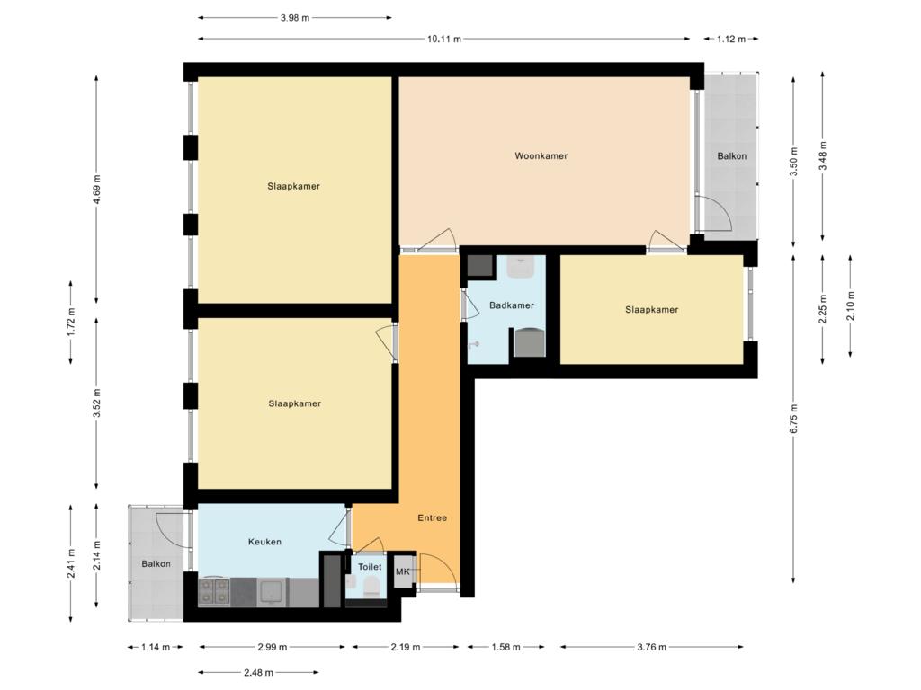 View floorplan of Appartement - Optie of Van Nijenrodeweg 843