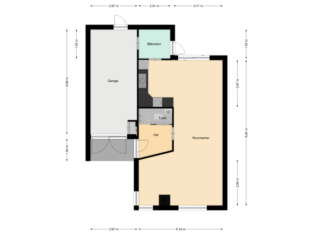 Bekijk plattegrond van Begane grond van Fransebaan 305