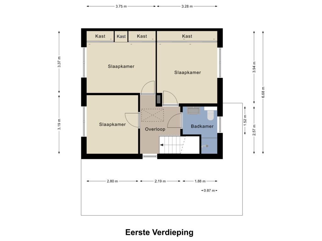 Bekijk plattegrond van Eerste Verdieping van Leliestraat 17