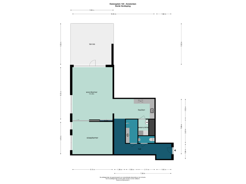 Bekijk plattegrond van DERDE VERDIEPING van Osdorpplein 145