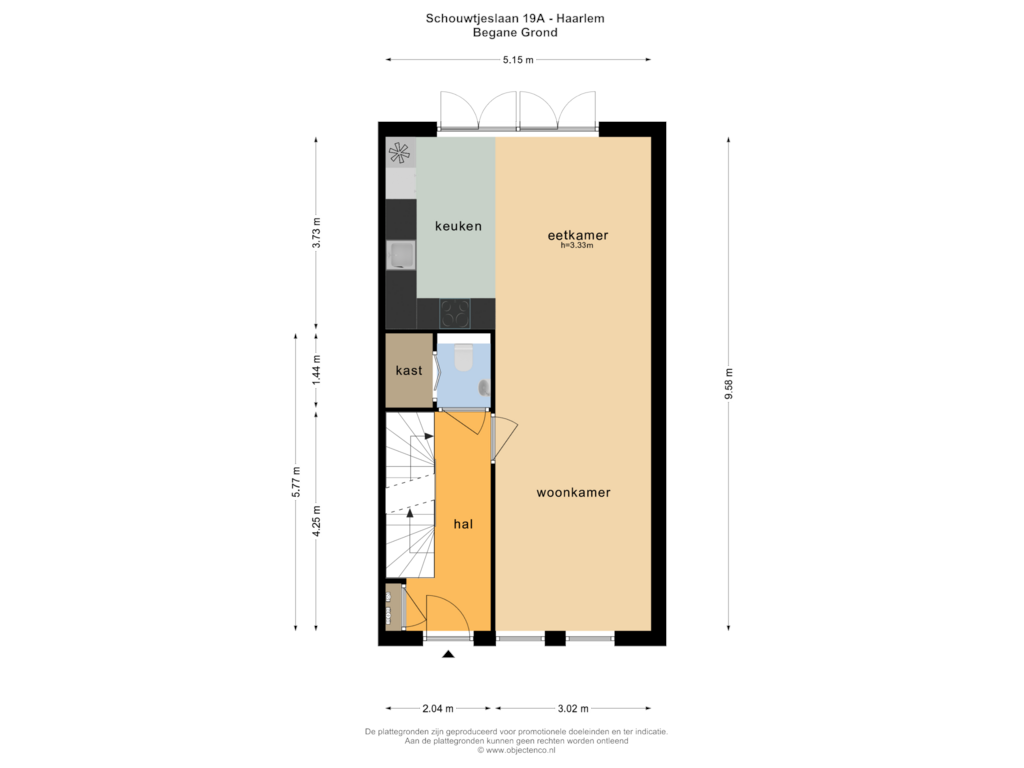 View floorplan of BEGANE GROND of Schouwtjeslaan 19-A