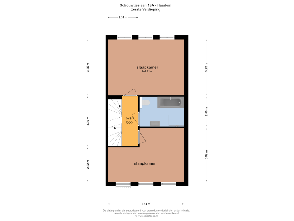 View floorplan of EERSTE VERDIEPING of Schouwtjeslaan 19-A