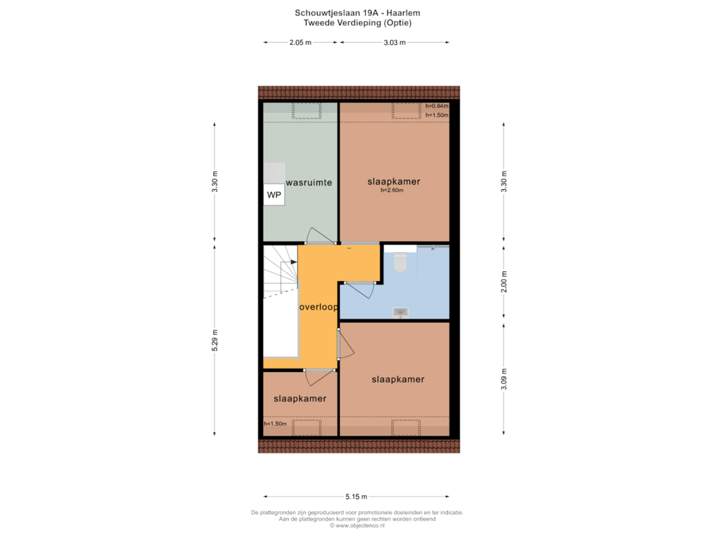 View floorplan of TWEEDE VERDIEPING (OPTIE) of Schouwtjeslaan 19-A