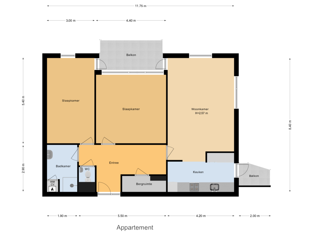 View floorplan of Appartement of Nobelstraat 86