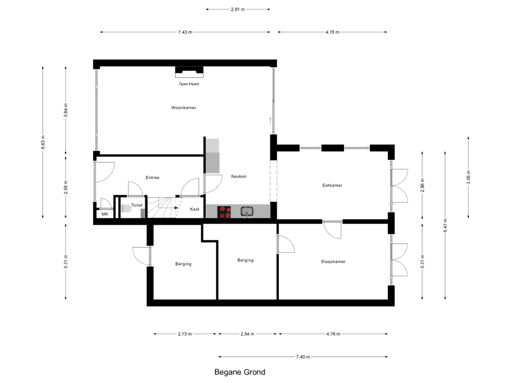 View floorplan of Begane Grond of Scherpenzeelseweg 65