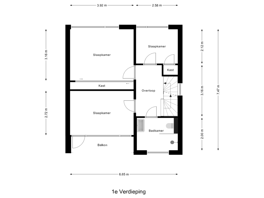 View floorplan of 1e Verdieping of Scherpenzeelseweg 65