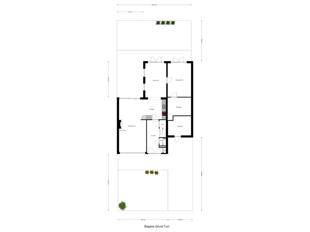 View floorplan of Begane Grond Tuin of Scherpenzeelseweg 65