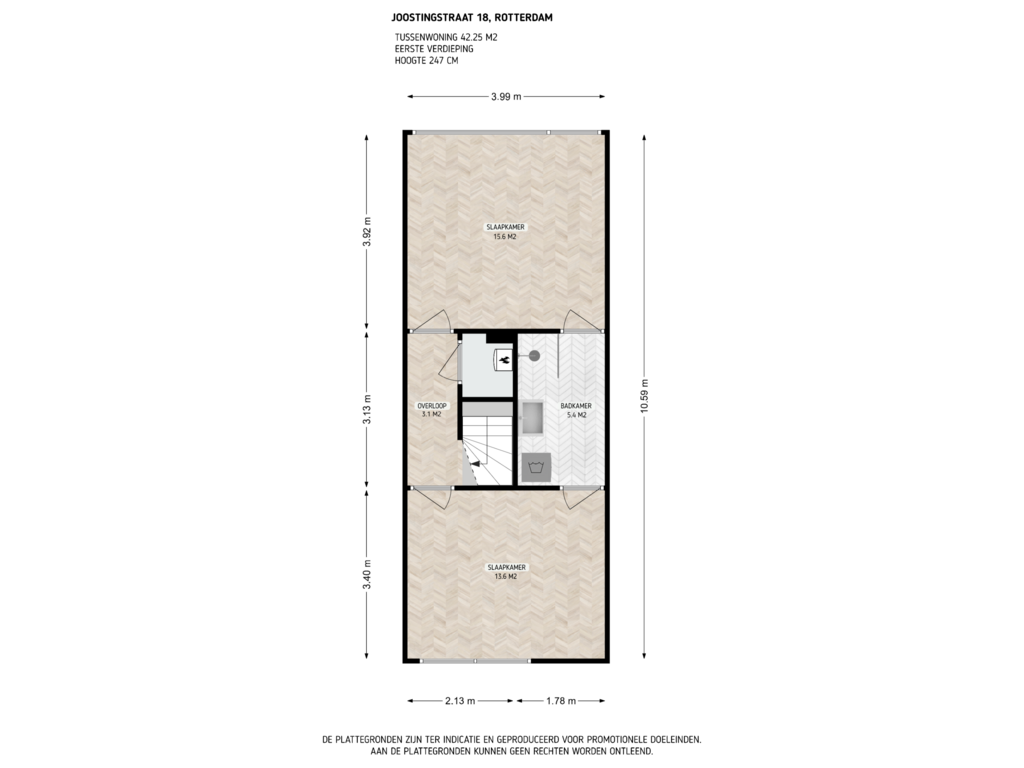 Bekijk plattegrond van 1e verdieping van Joostingstraat 18