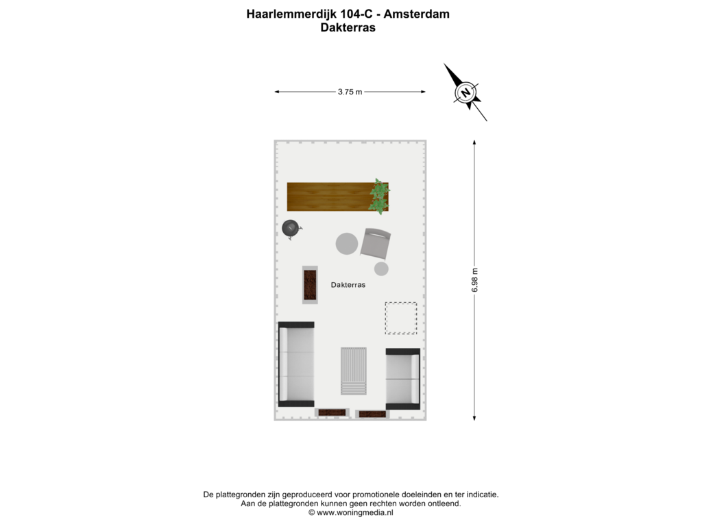 View floorplan of Dakterras of Haarlemmerdijk 104-C