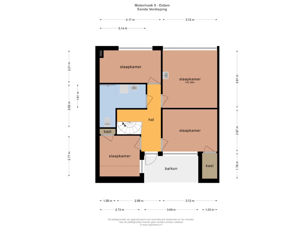 Bekijk plattegrond van Eerste Verdieping van Molenhoek 9