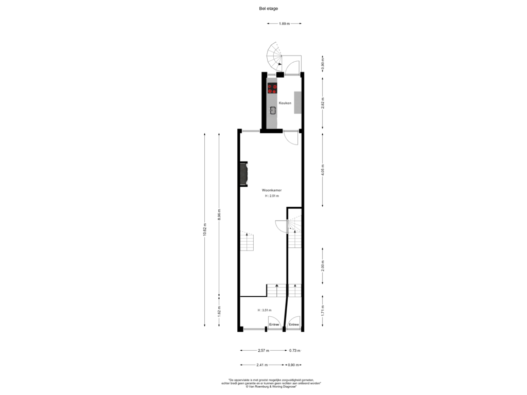 View floorplan of Bel etage of Kerkstraat 281-AH