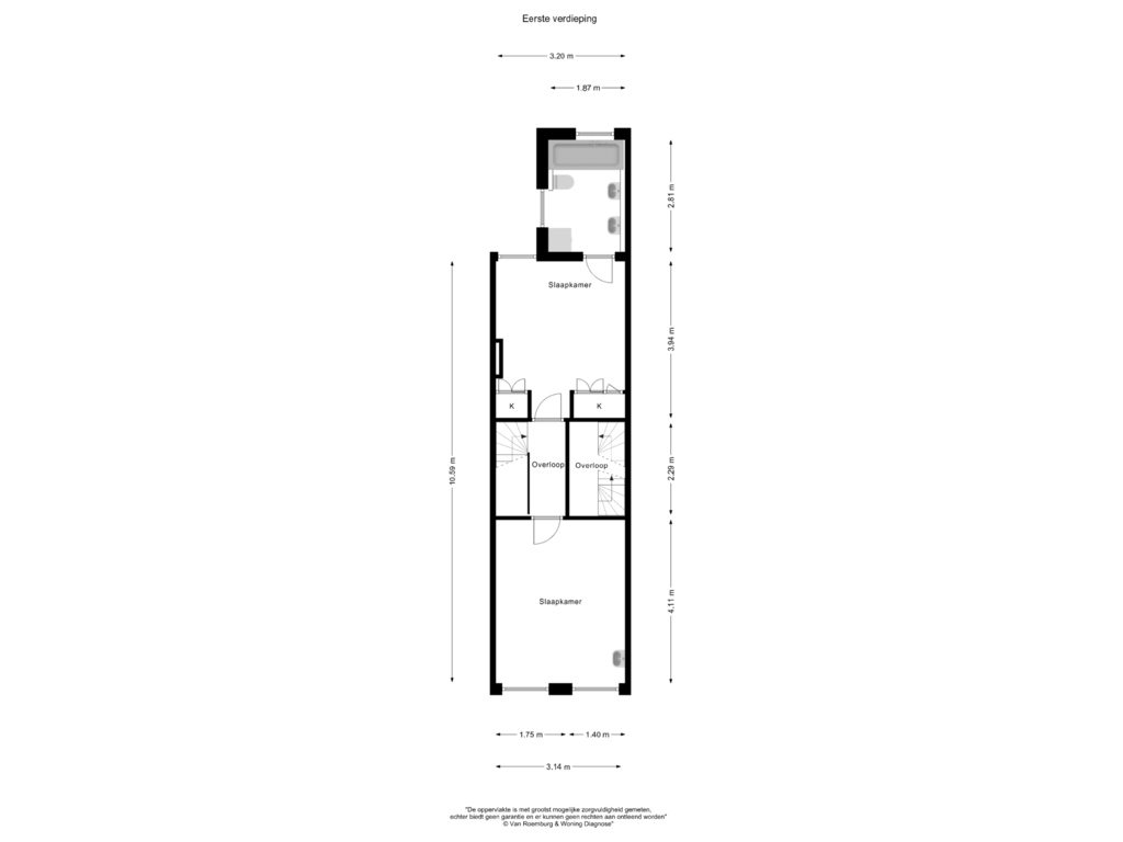 View floorplan of Eerste verdieping of Kerkstraat 281-AH