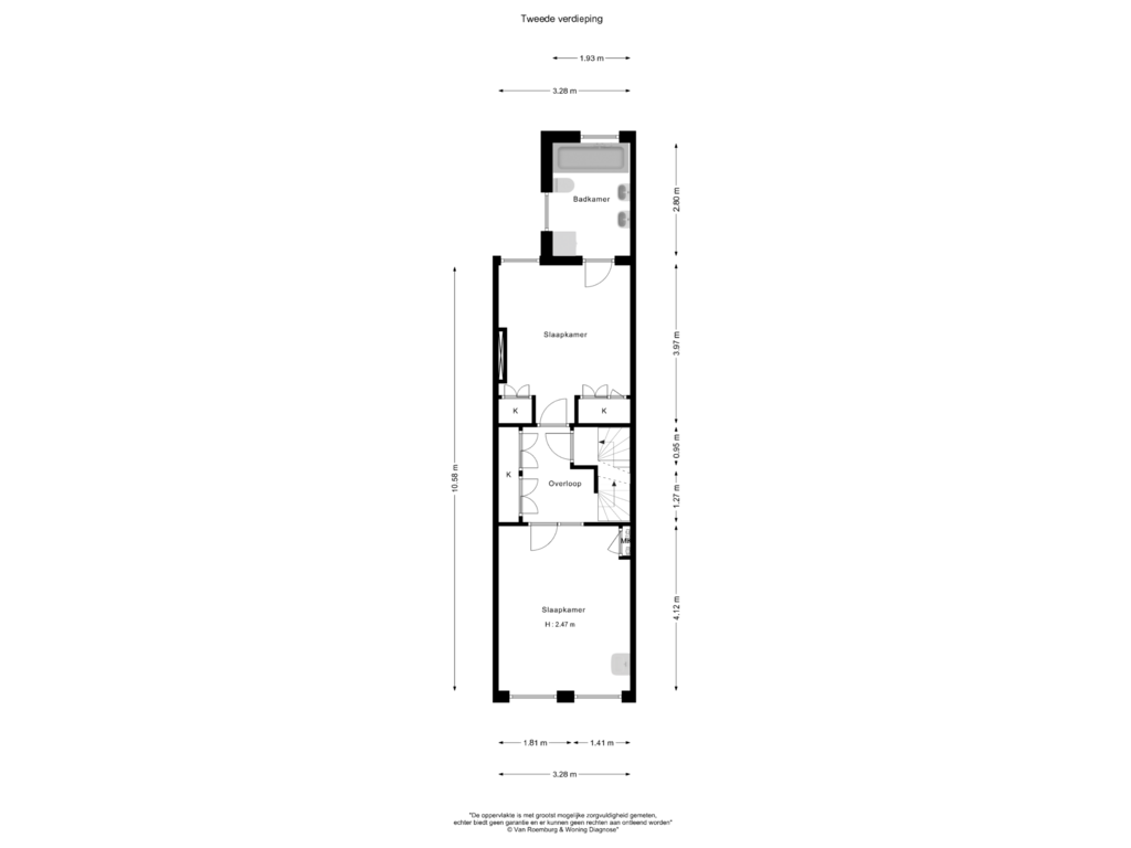 View floorplan of Tweede verdieping of Kerkstraat 281-AH