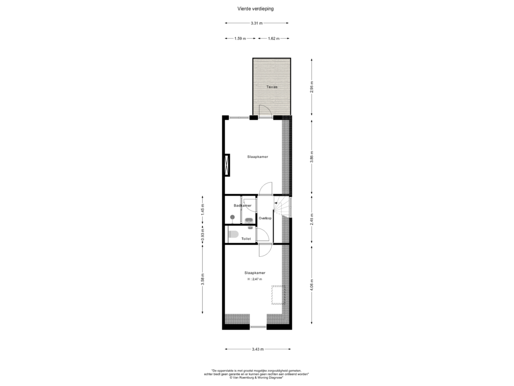 View floorplan of Vierde verdieping of Kerkstraat 281-AH