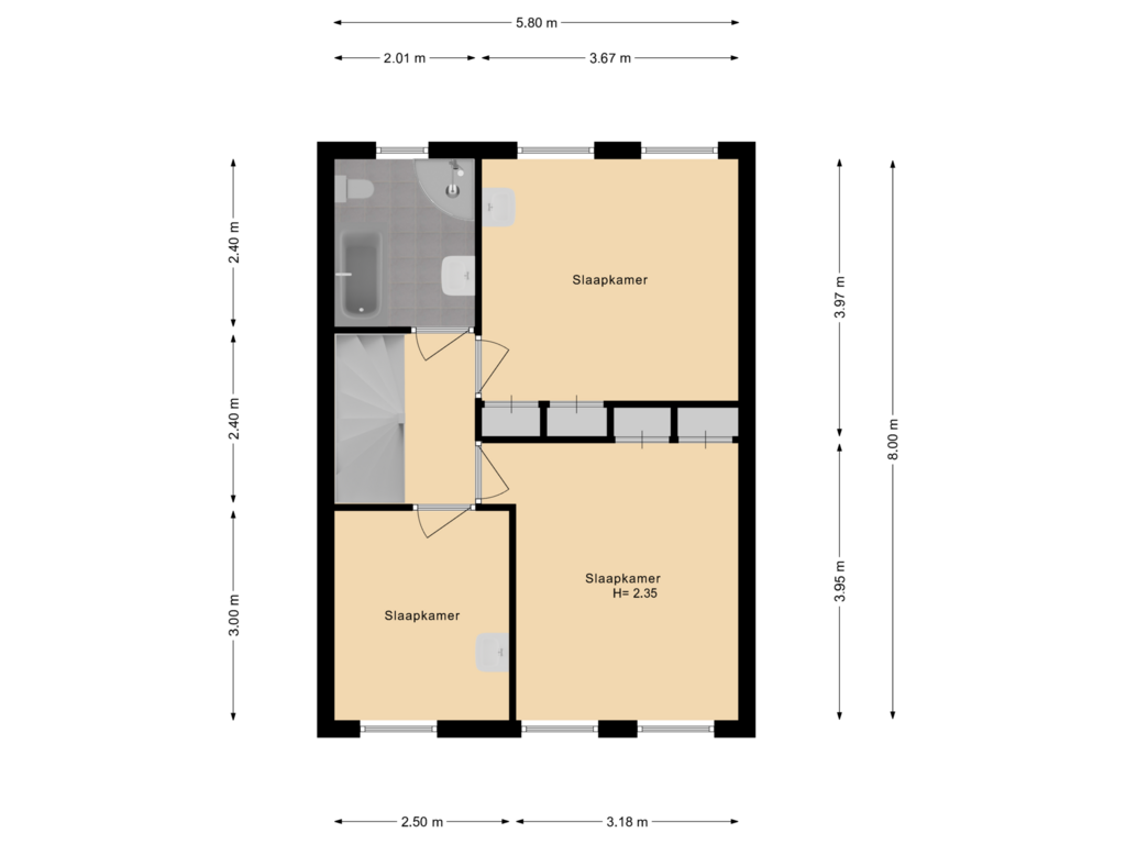 View floorplan of Eerste etage of Buurweg 12