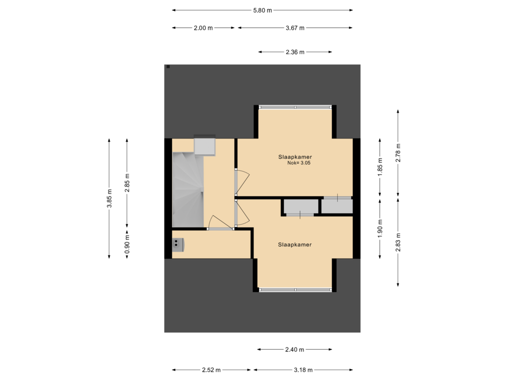 View floorplan of Tweede etage of Buurweg 12