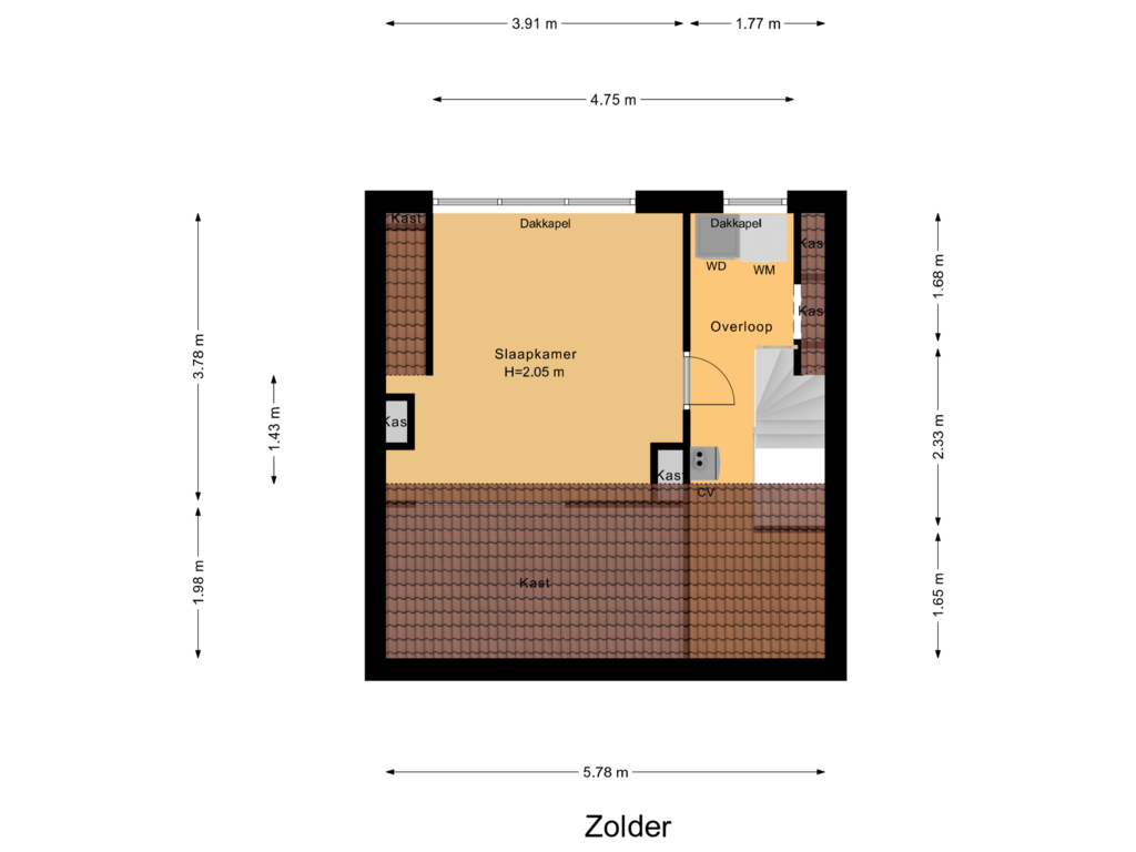 Bekijk plattegrond van Zolder van Houtzaagmolensingel 42