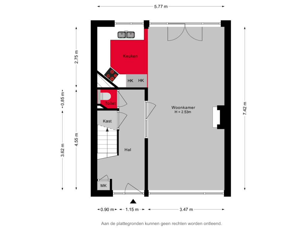 Bekijk plattegrond van Begane grond van Barkstraat 7