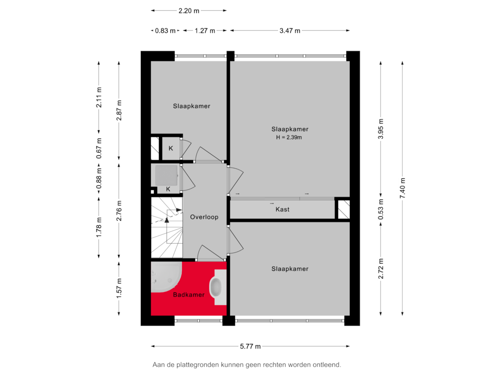 Bekijk plattegrond van 1e verdieping van Barkstraat 7