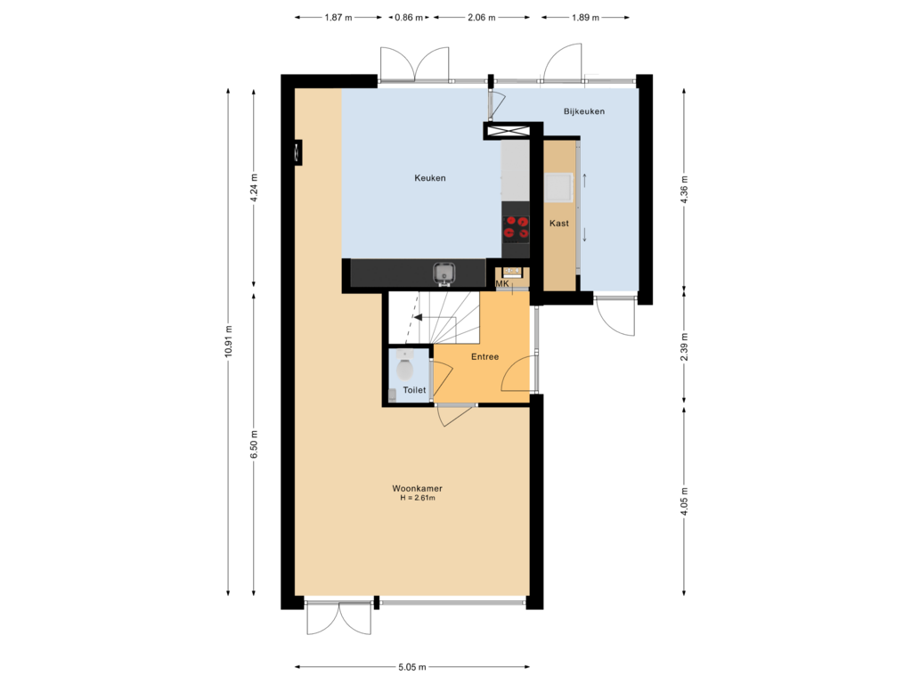 View floorplan of Begane grond of Steenbeltweg 53