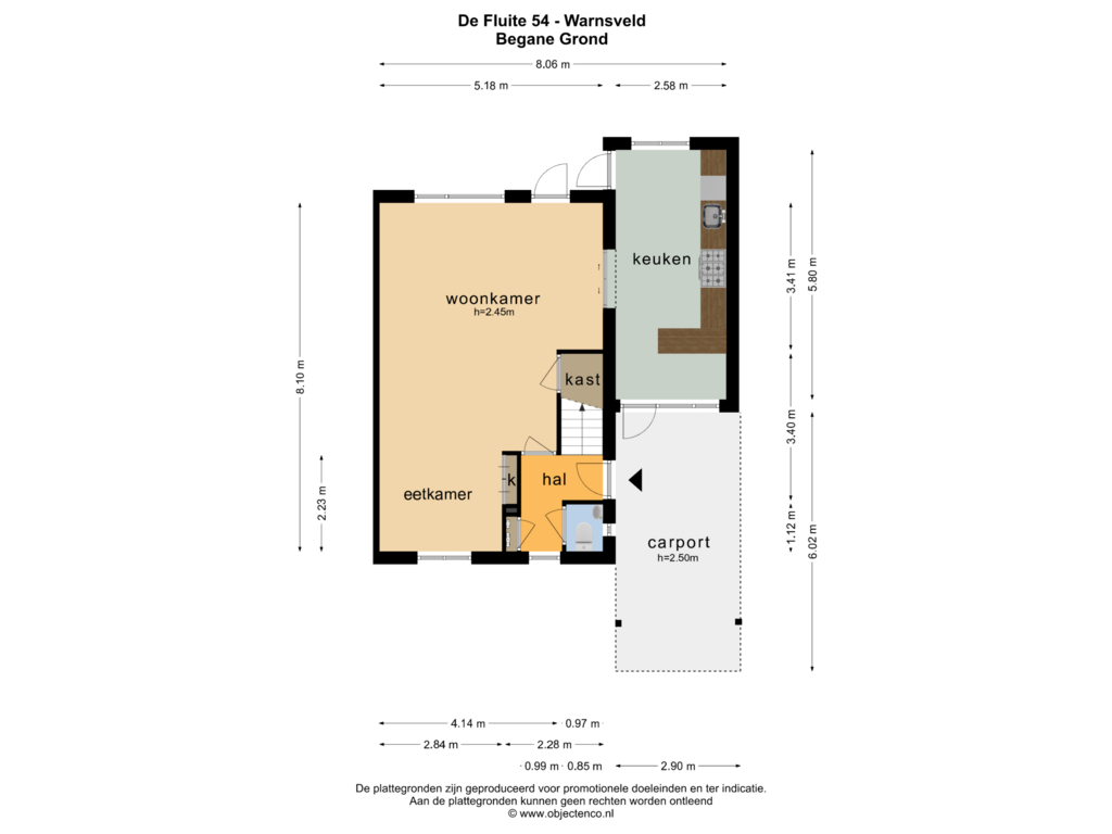 Bekijk plattegrond van BEGANE GROND van De Fluite 54