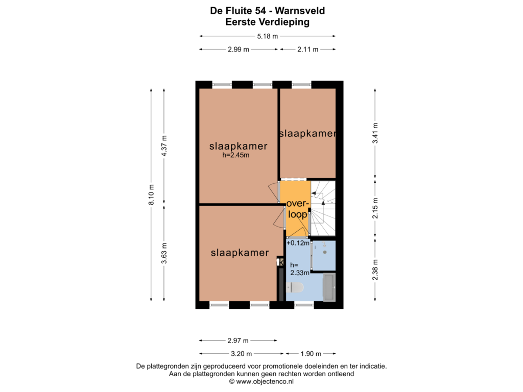 Bekijk plattegrond van EERSTE VERDIEPING van De Fluite 54