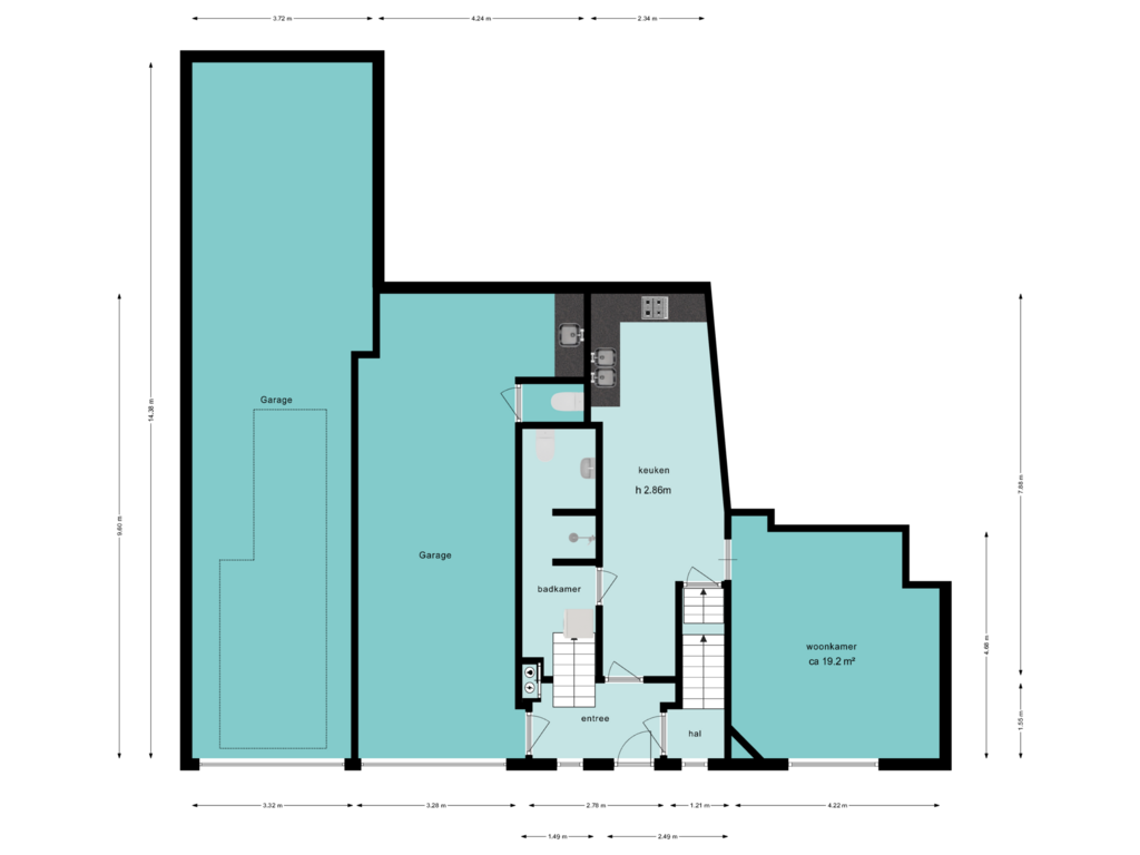 Bekijk plattegrond van Begane grond van Leeghwaterstraat 133