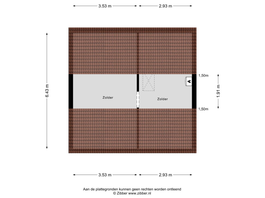 Bekijk plattegrond van Zolder van Spuistraat 9