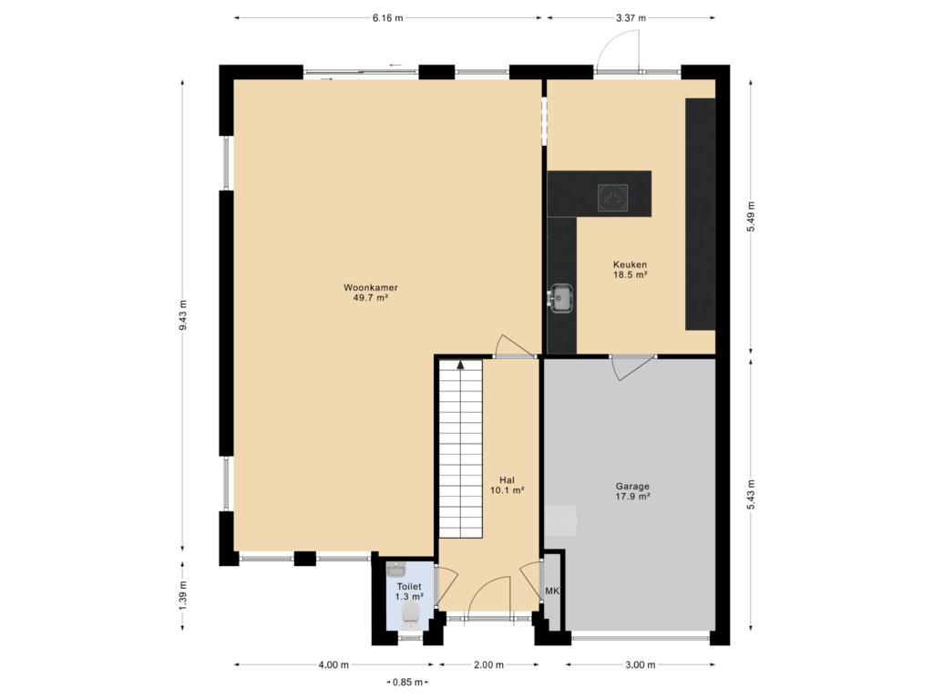 Bekijk plattegrond van Begane grond van Stadrijk 200