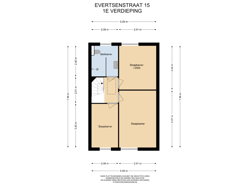 Bekijk plattegrond van 1E Verdieping van Evertsenstraat 15