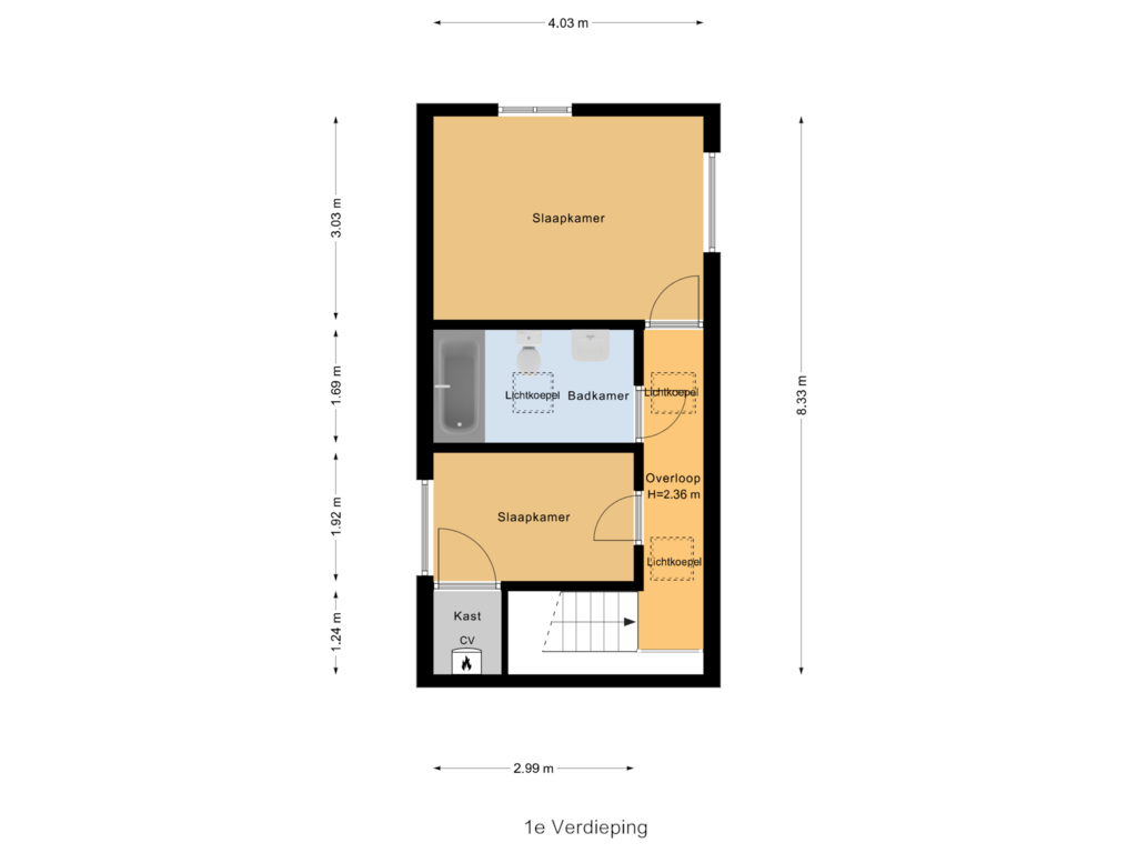 View floorplan of 1e Verdieping of Wikkeweg 6