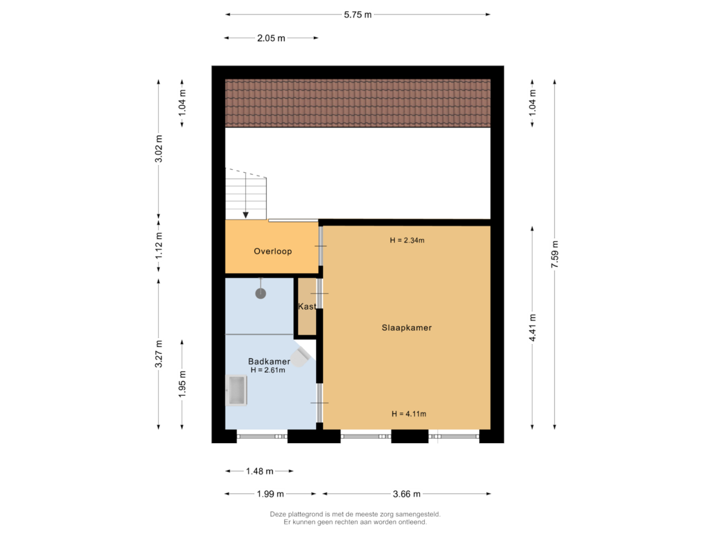 View floorplan of Eerste verdieping of Hebriden 81