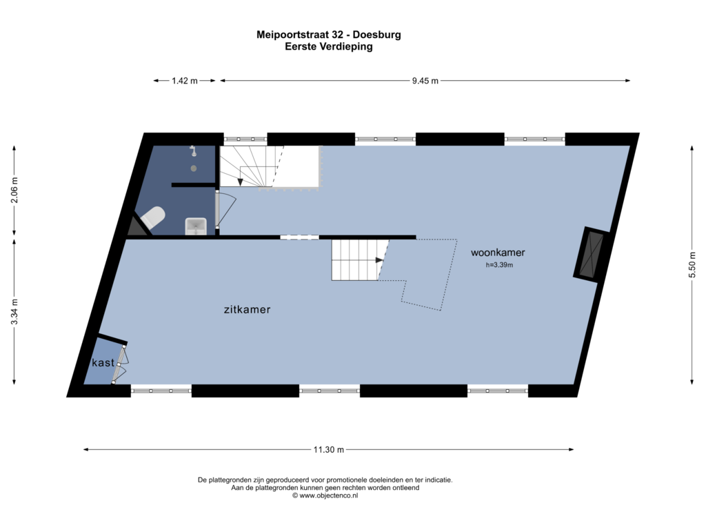 Bekijk plattegrond van EERSTE VERDIEPING van Meipoortstraat 32