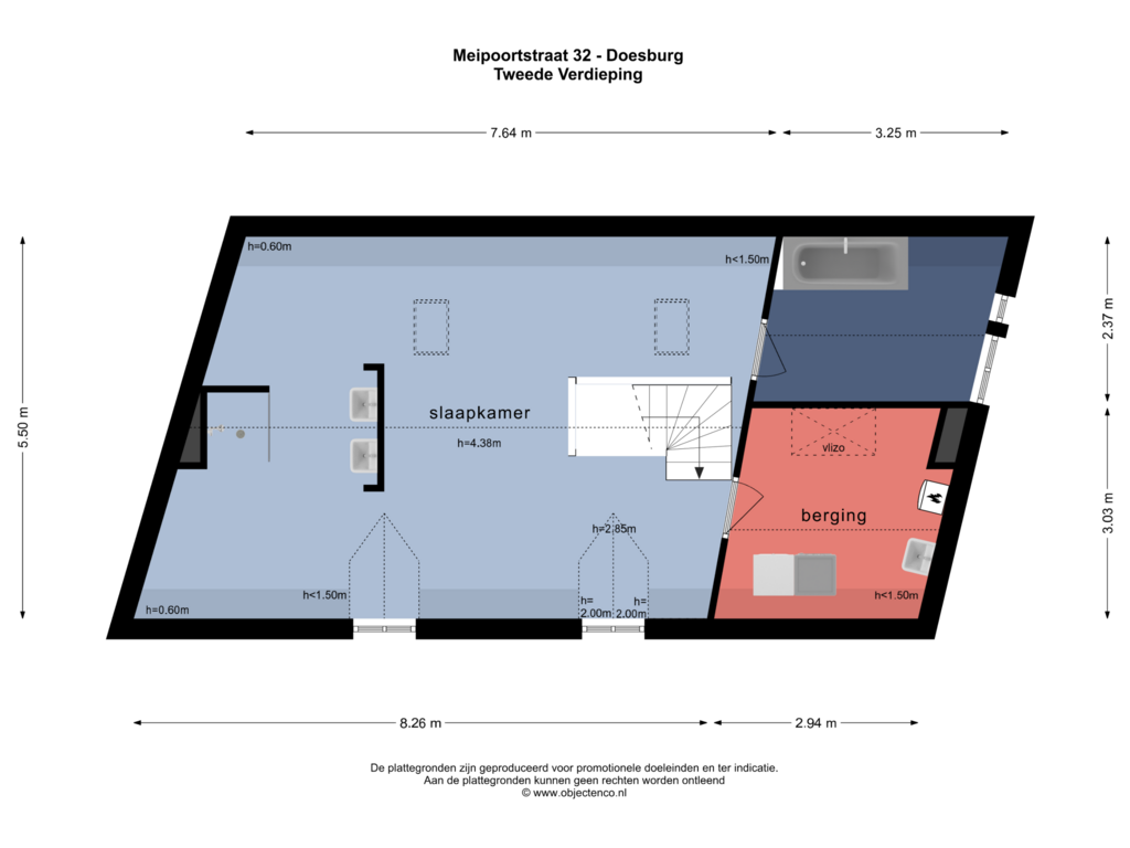 Bekijk plattegrond van TWEEDE VERDIEPING van Meipoortstraat 32