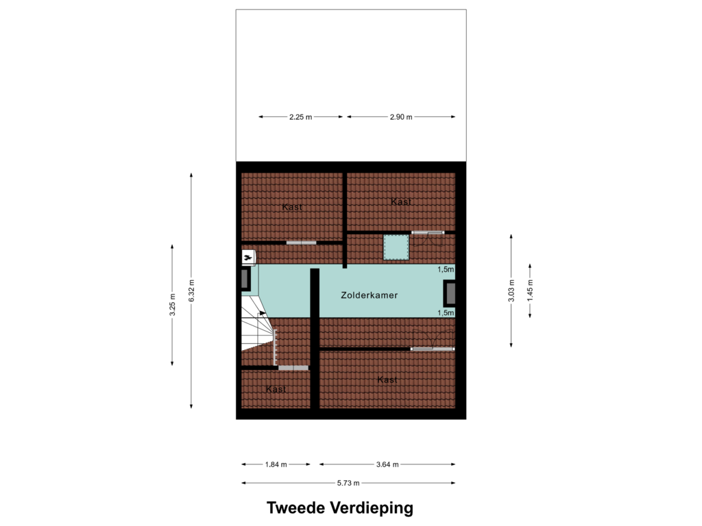 Bekijk plattegrond van Tweede Verdieping van Groenstraat 35