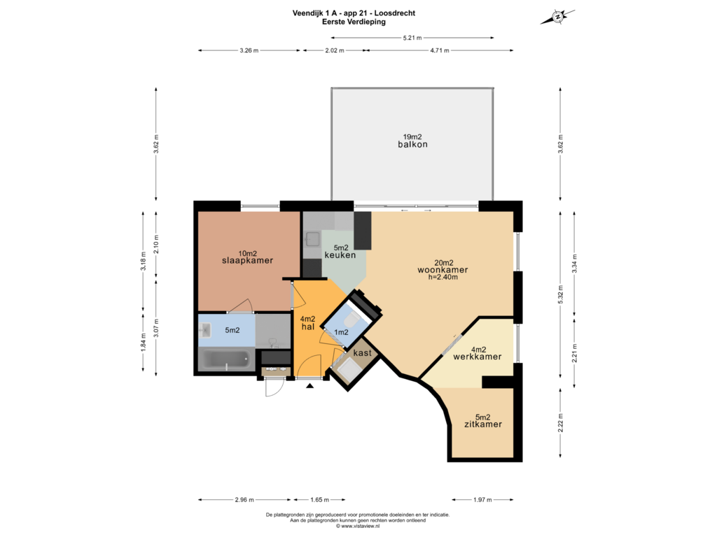 View floorplan of EERSTE VERDIEPING of Veendijk 1-AAP21