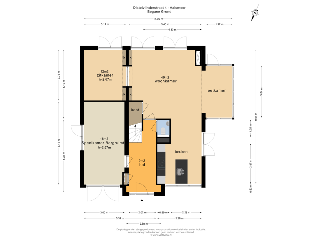 Bekijk plattegrond van BEGANE GROND van Distelvlinderstraat 4