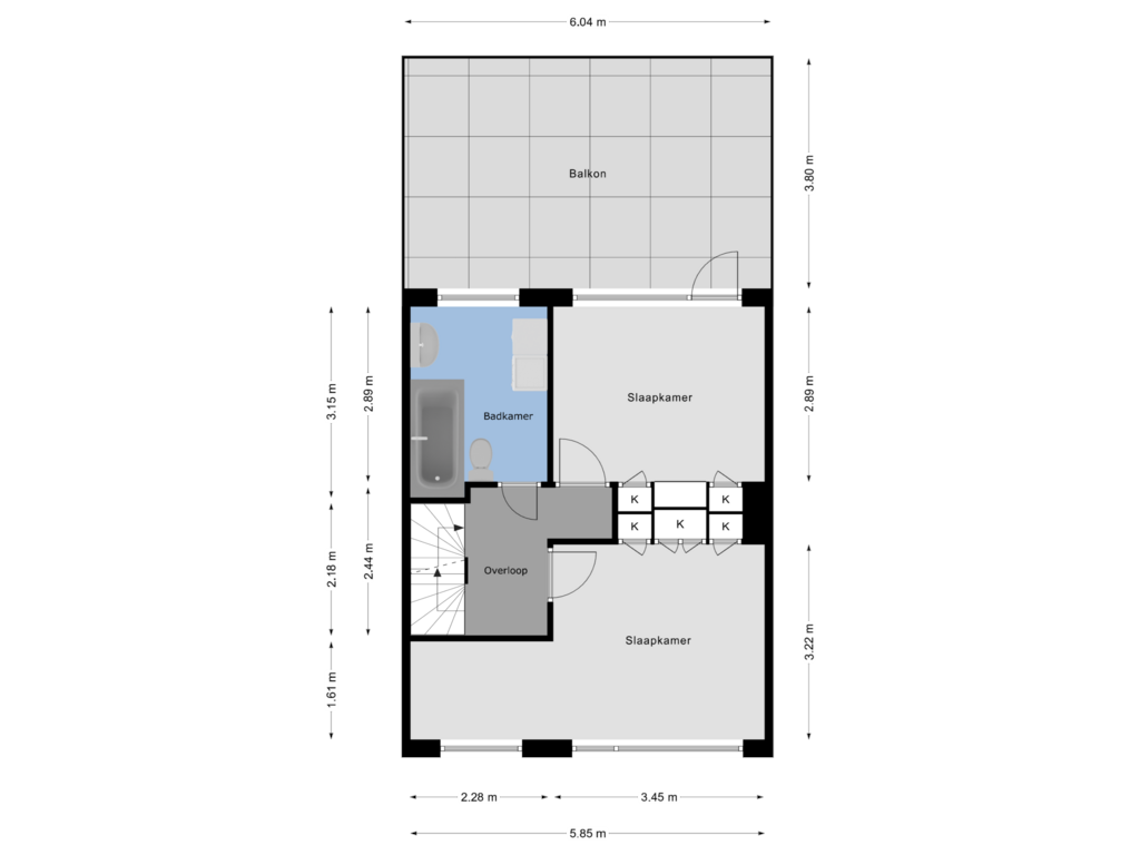 View floorplan of 1e Verdieping of Keplerstraat 48