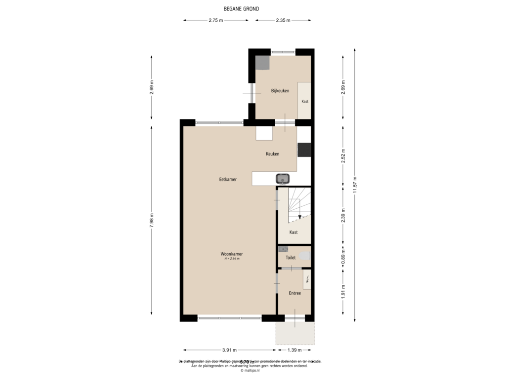 View floorplan of Begane grond of Westeinde 19