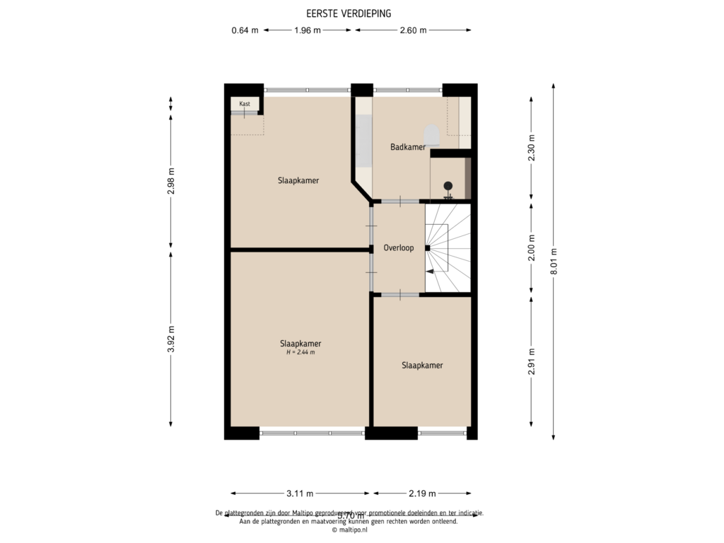 View floorplan of Eerste verdieping of Westeinde 19