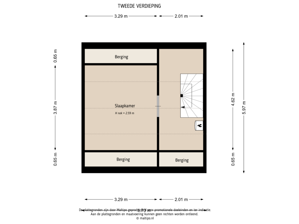 View floorplan of Tweede verdieping of Westeinde 19